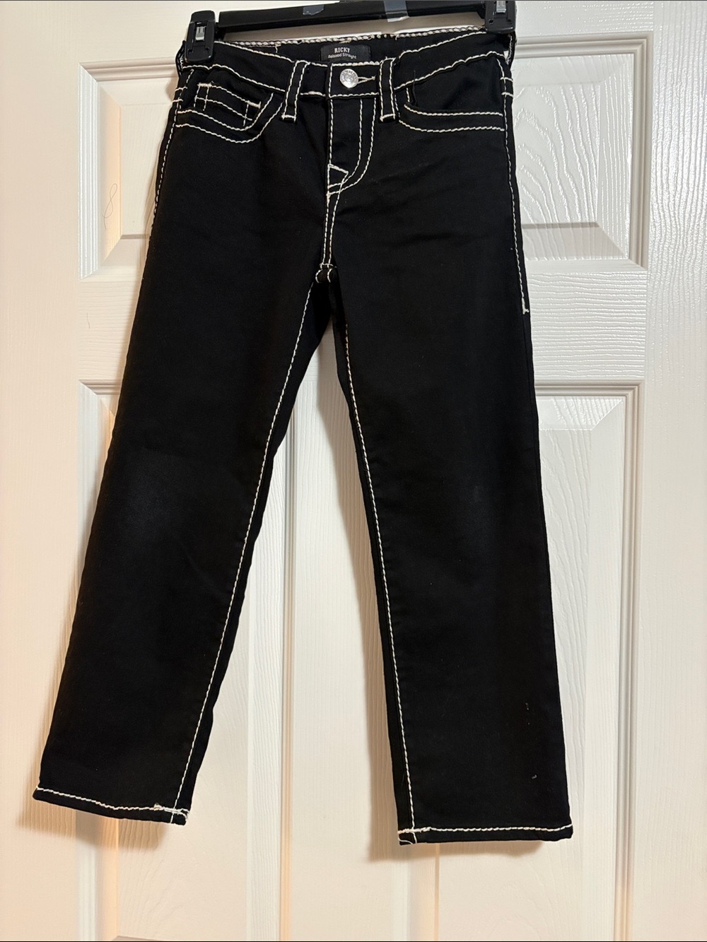 True Religion Black Jeans with White Contrast Stitching - Kids